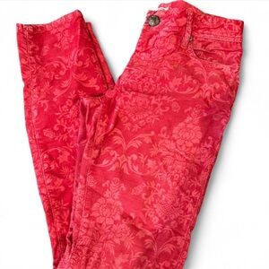 Stitch's Red Floral-Print Skinny Jeans